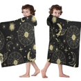 thumbnail image 4 of Black Gold Sun Moon Star Pattern Hooded Bath Towel，60"x35" for Ages 3 To 12 Kids, Quick Dry Lightweight Soft Microfiber Hood Beach Towel Cover Up for Kids, 4 of 7