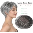 thumbnail image 4 of Yanonmyfd Short Hair Topper for Women Boost Volume,Clip in Textured Wavy Topper Hairpiece Synthetic Fibers with Breathable Rose Base 6.5x6.5 Inch T4-88# Salt-and-Pepper Gray Wiglet Hairpice for Mom, 4 of 14
