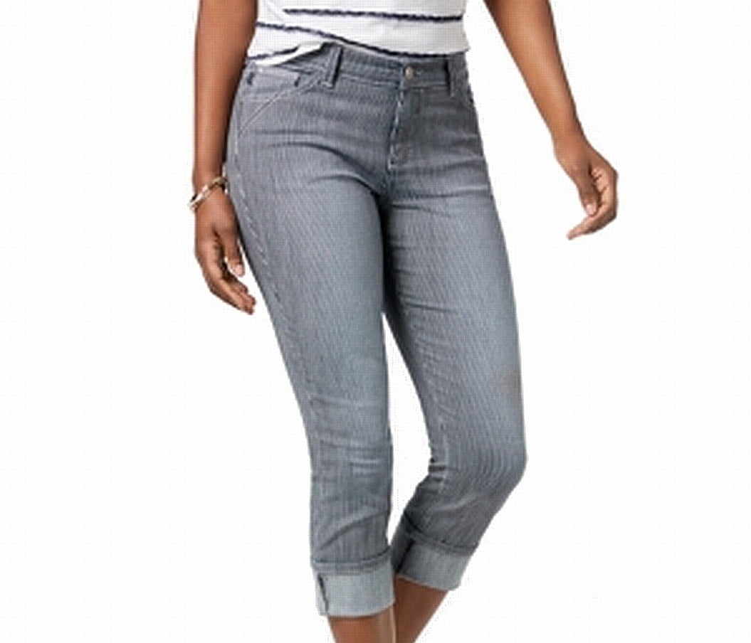 Womens Pants Petite Capris Striped Slimming Stretch 16P