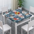 thumbnail image 3 of Dark Blue Christmas Santa Pattern Square Fitted Tablecloth with Elastic Edge,Square Table Cover,Washable Elastic Table Cover for Home Kitchen Party Decor 36"x36", 3 of 6
