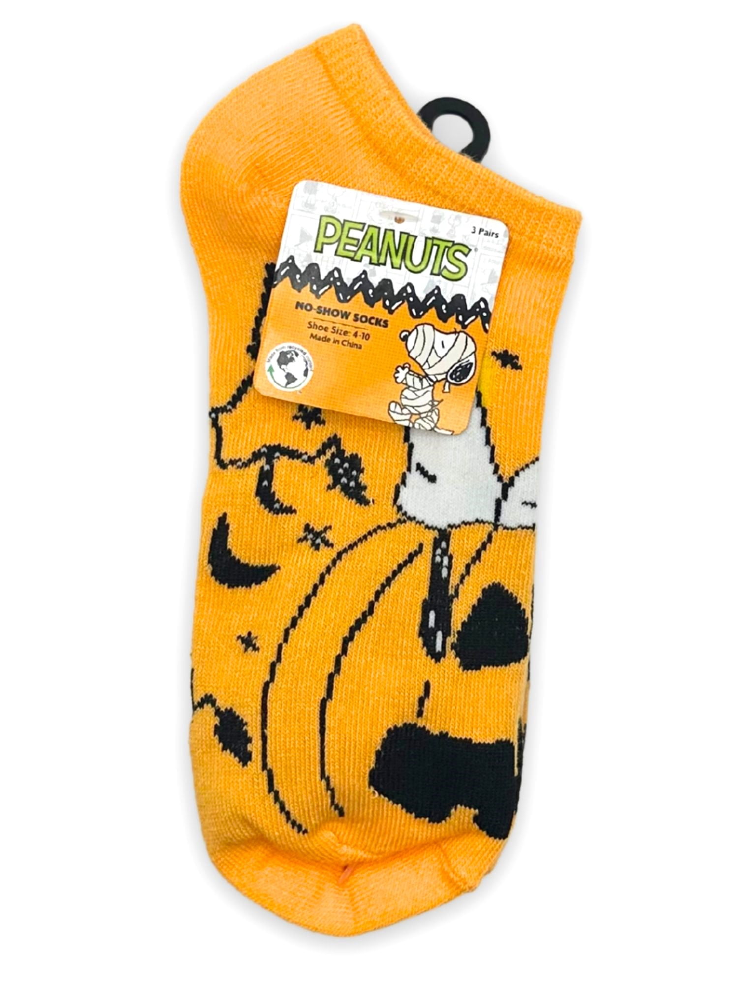 Peanuts Women's Halloween No-Show Socks, 3-Pack, Size 4-10