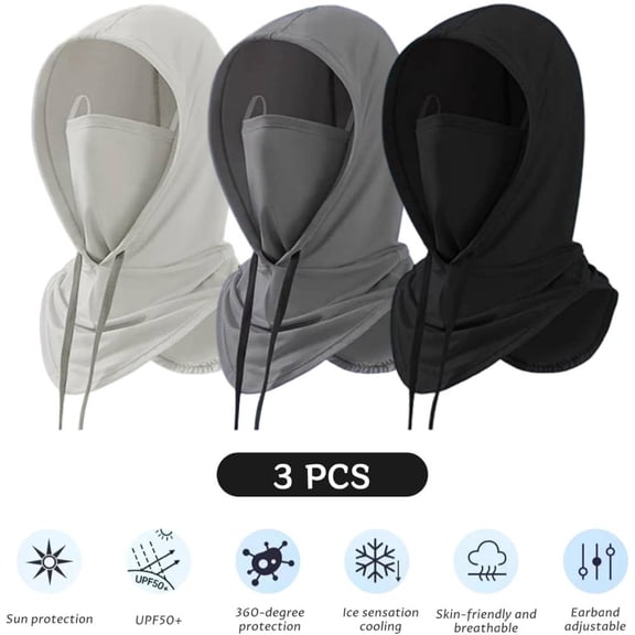 3 Pieces Summer Full Head Mask Face Cover Balaclava Sun Protection Head Hood Cooling Balaclava Face Mask for Men Women