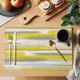 thumbnail image 2 of Yellow Gray Stripes Placemats Set of 4, Watercolor Modern Abstract Minimalist Placemats for Dining Table, Place Mats for Kitchen Tabletop, Waterproof Wipeable Dining Table Mats Set, 2 of 9