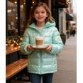 thumbnail image 4 of Aideaone Girls Puffer Jacket Packable Lightweight Down-Alternative Hooded Winter Coat Shiny Outerwear for Kids 4-12Years, 4 of 9