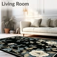 thumbnail image 2 of ODIKA 5'x7' Machine Washable Non-Slip Area Rug, Black Vintage Floral with Subtle Botanical and Vine Accents High Traffic Rug, Black, 87344, 2 of 7