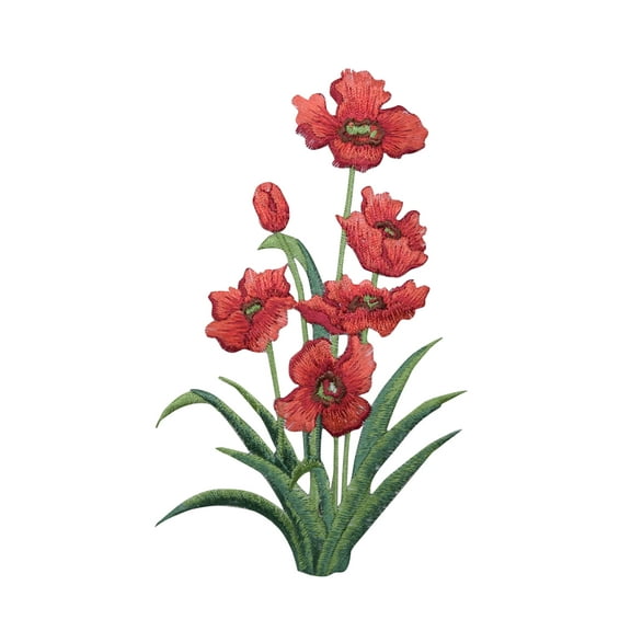 Large Poppies - Red - Poppy Flower - Iron on Applique/Embroidered Patch