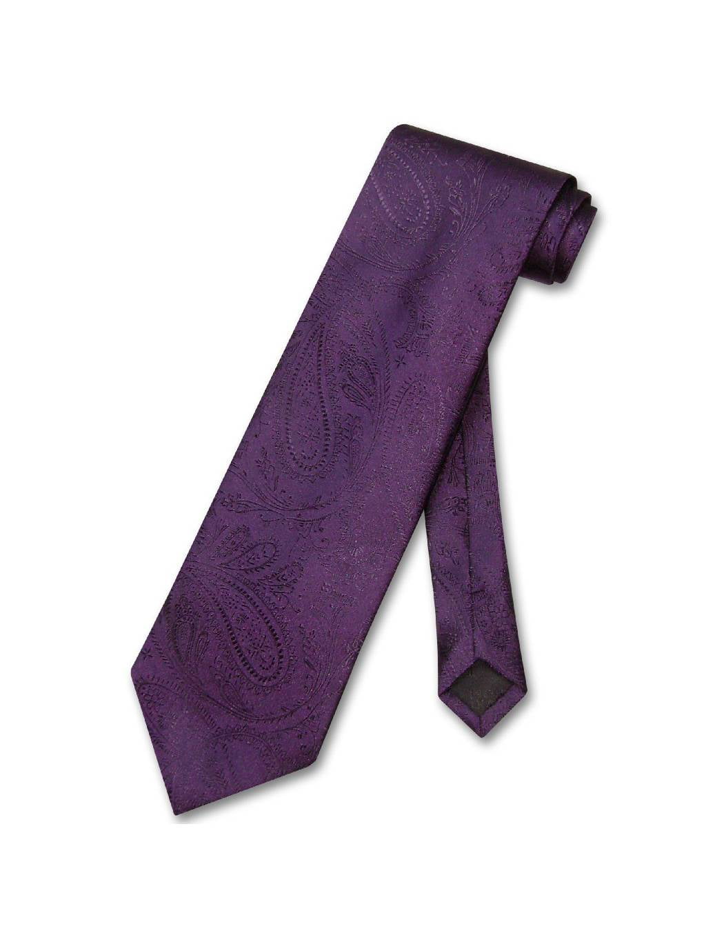 Vesuvio Napoli NeckTie DARK PURPLE Color Paisley Design Men's Neck Tie