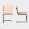 thumbnail image 5 of Farini Dining Chairs Set of 2, Mid-Century Modern Kitchen Chairs with Rattan Backrest & Velvet Upholstery, Pink, 5 of 8