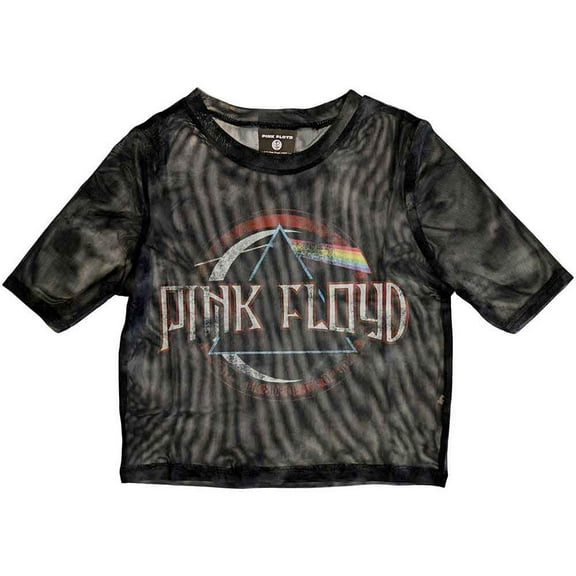 Pink Floyd Ladies Crop Top: Vintage Dark Side of the Moon Seal (Mesh) (Medium)