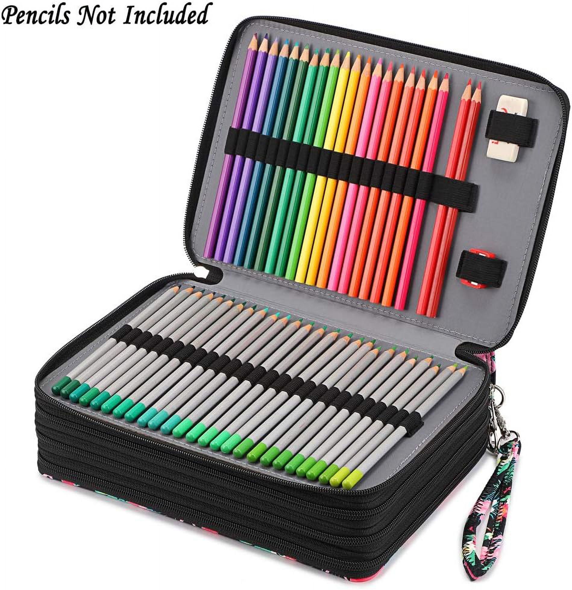 Colored Pencil Case-200-slot Pen Holder Pencil Case Large Capacity Pencil Storage Box with Handle with Convenient Colored Pencil Case
