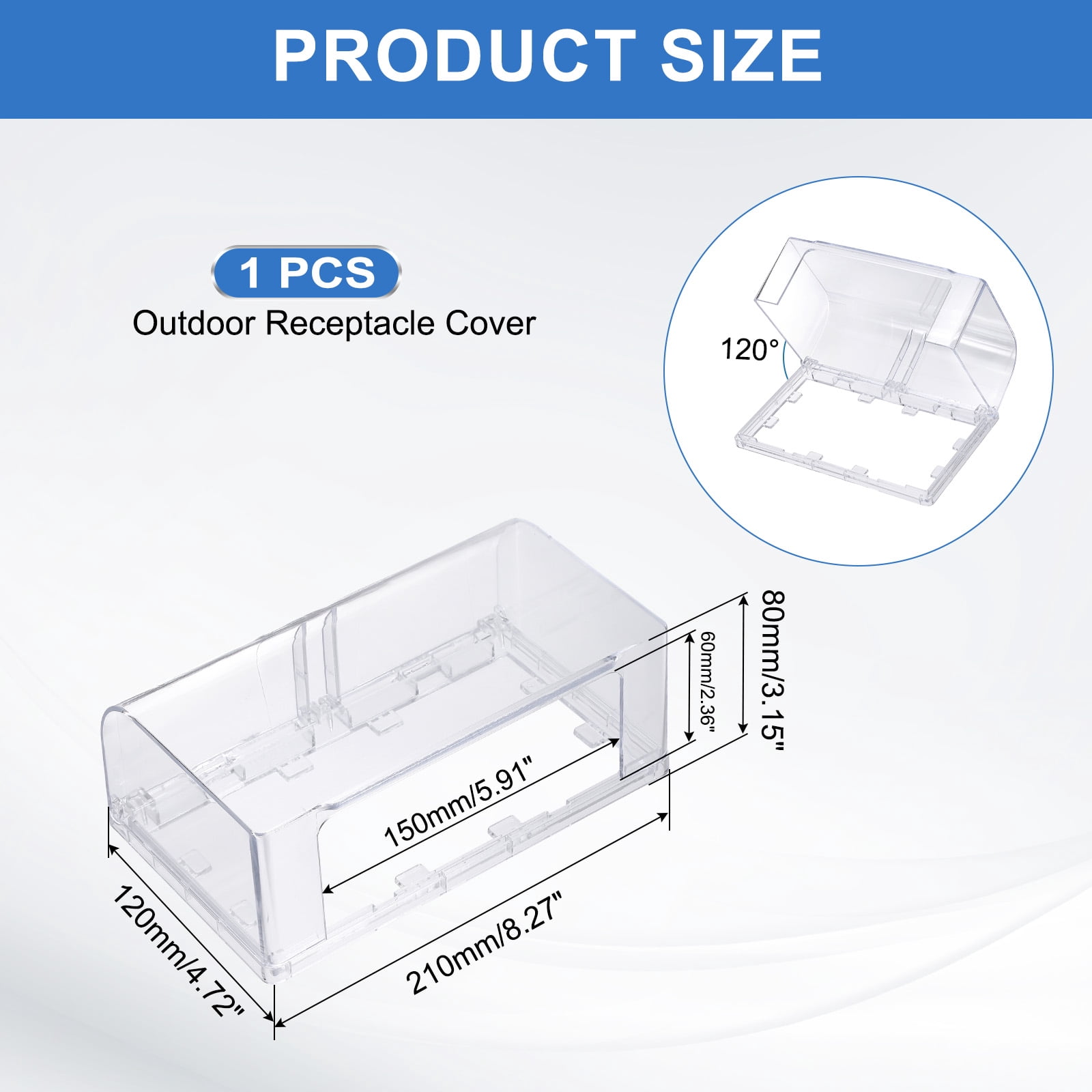 Uxcell 8.27 x 4.72 x 3.15 Inch Outlet Cover Box, Transparent