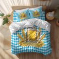 thumbnail image 2 of Yellow Beer Mugs Full Size Comforter Set, Golden Beer Wheat White Blue Rhombus Plaid Bedding for All Seasons, 4 Pcs Bed Set, 1Quiltcover (86"x86") ,1Sheet(80"x116"), 2Pillowcases (30"x20"), 2 of 12