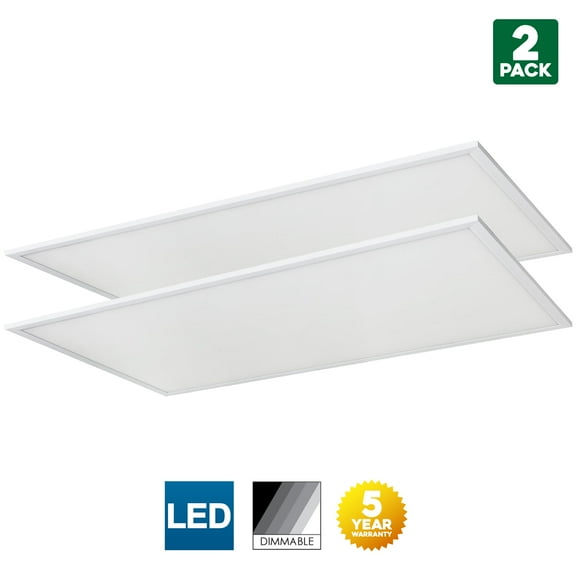 Sunlite LED Light Panel, 2x4 Feet, 60 Watt, 3000K Warm White, Dimmable, DLC Listed, 50,000 Hour Average Life Span, 2 Pack