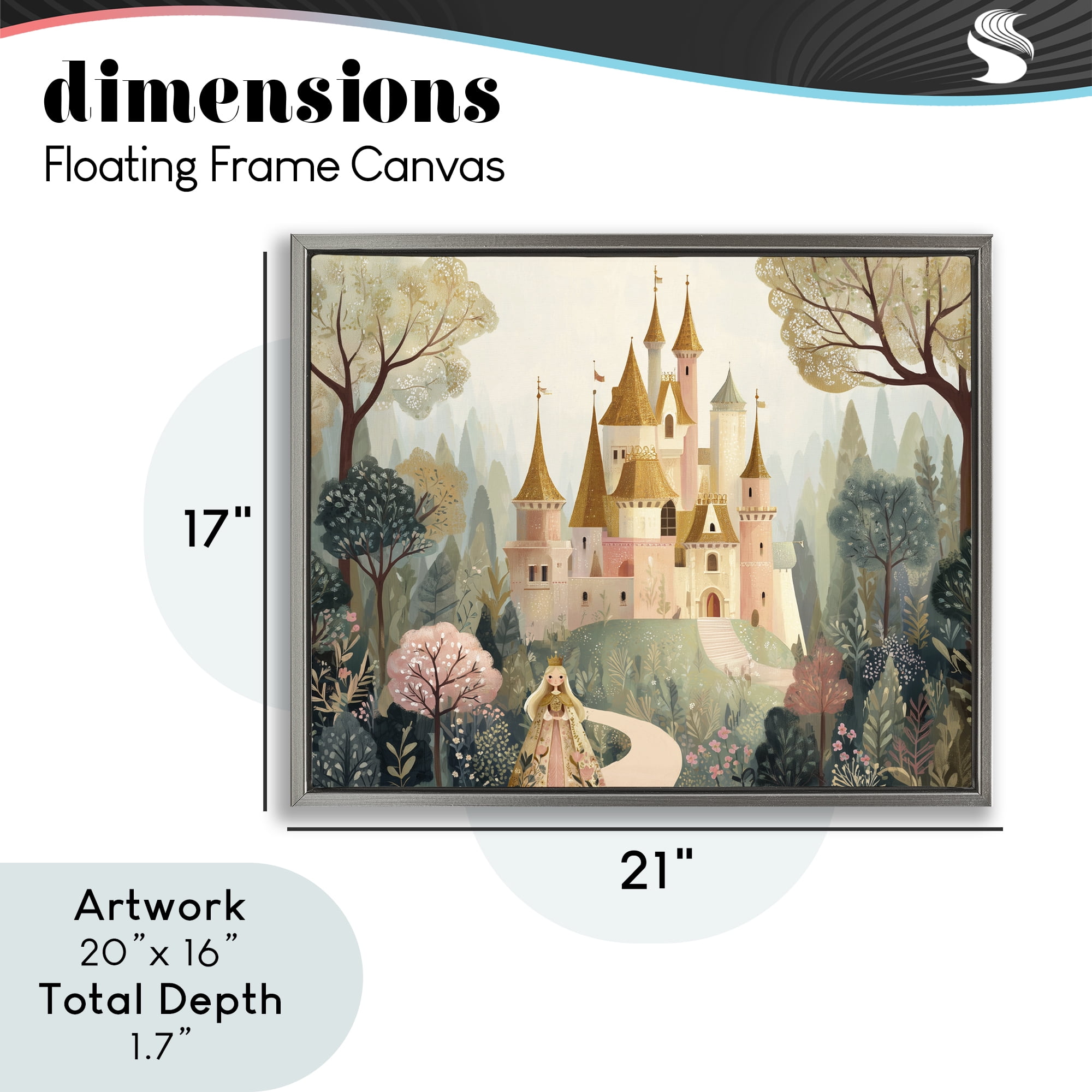Stupell Industries Whimsical Castle Path Gray Framed Floater Canvas Wall Art, design by Christine Simpson Art