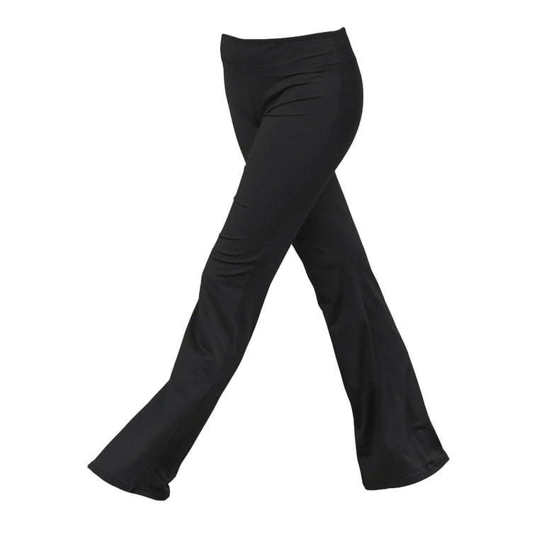 Women's Yoga Travel Pants Bootcut Bottom Flare Stretch Leggings, Black L