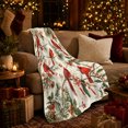 thumbnail image 3 of Red Cardinals Across Evergreen And Holly Branches, Soft Flannel Blanket with Naturalistic Winter Botanical Print, Housewarming Gift and Home Decor for Bedroom and Living Room, 3 of 7
