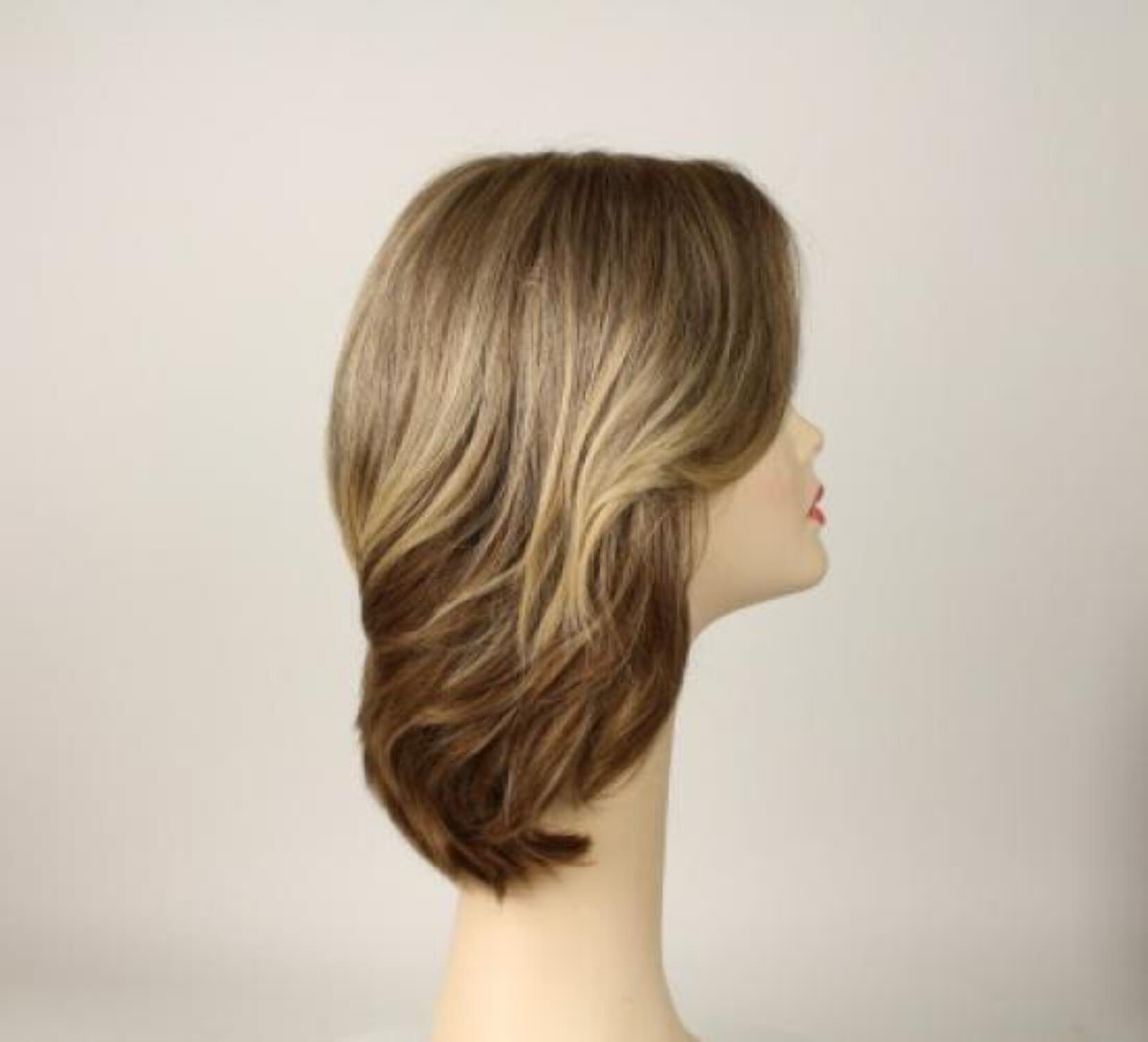 European Human Hair Freeda Wig Regina Light Blonde With Darker Roots Multi-Directional Skin Top Size M