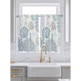 thumbnail image 2 of Light Blue Teal Coastal Kitchen Curtains 45 Inches length, Summer Beach Coral Shell Ocean Window Treatment Curtain Drapes, Lightweight Window Panels for Living Room Bedroom, 52"x45", 2 Panels, 2 of 7