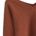 thumbnail image 3 of Jersey ZAFUL para mujer, cuello en V, manga larga, rojo ladrillo, XL, 3 of 6