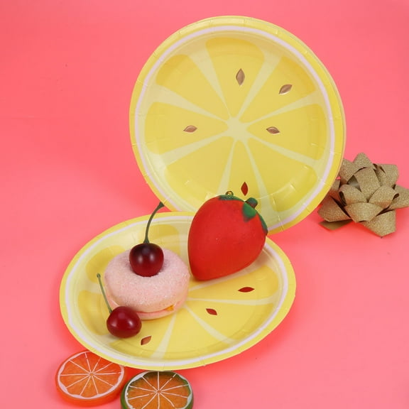 GOOHOCHY Yellow Paper Dessert Plates for Party Use Eco Friendly Birthday Paper Dishes 7 Inches
