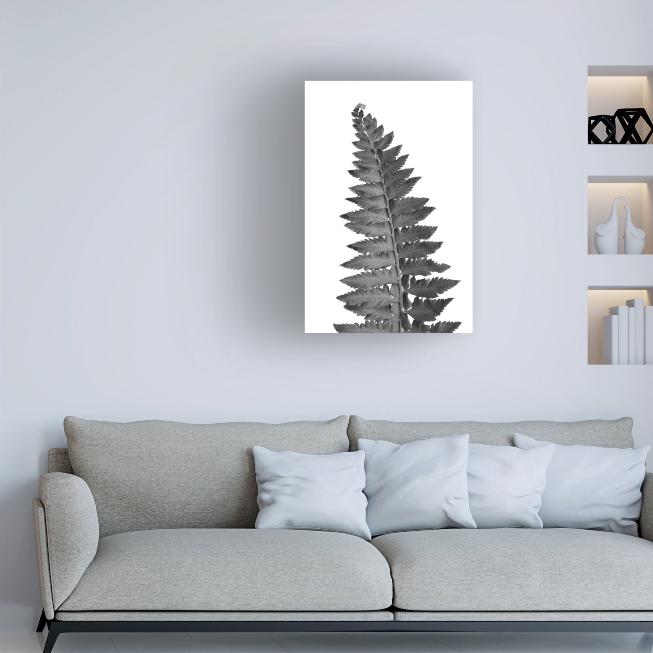 Trademark Fine Art Rosana Laiz Blursbyai Gray fern leaf Canvas Wall Art