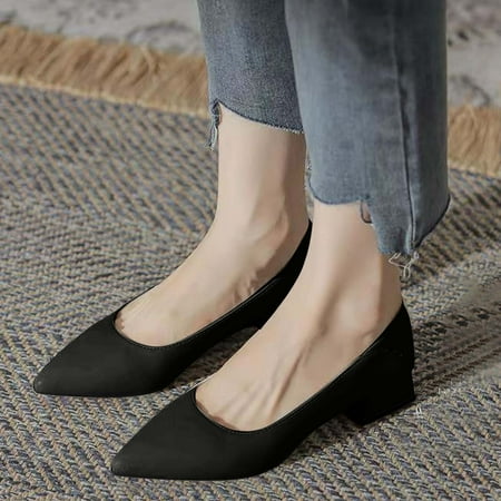 

Fashion Autumn Women Casual Shoes Pointed Toe Low Heel Solid Color Comfortable Simple Style