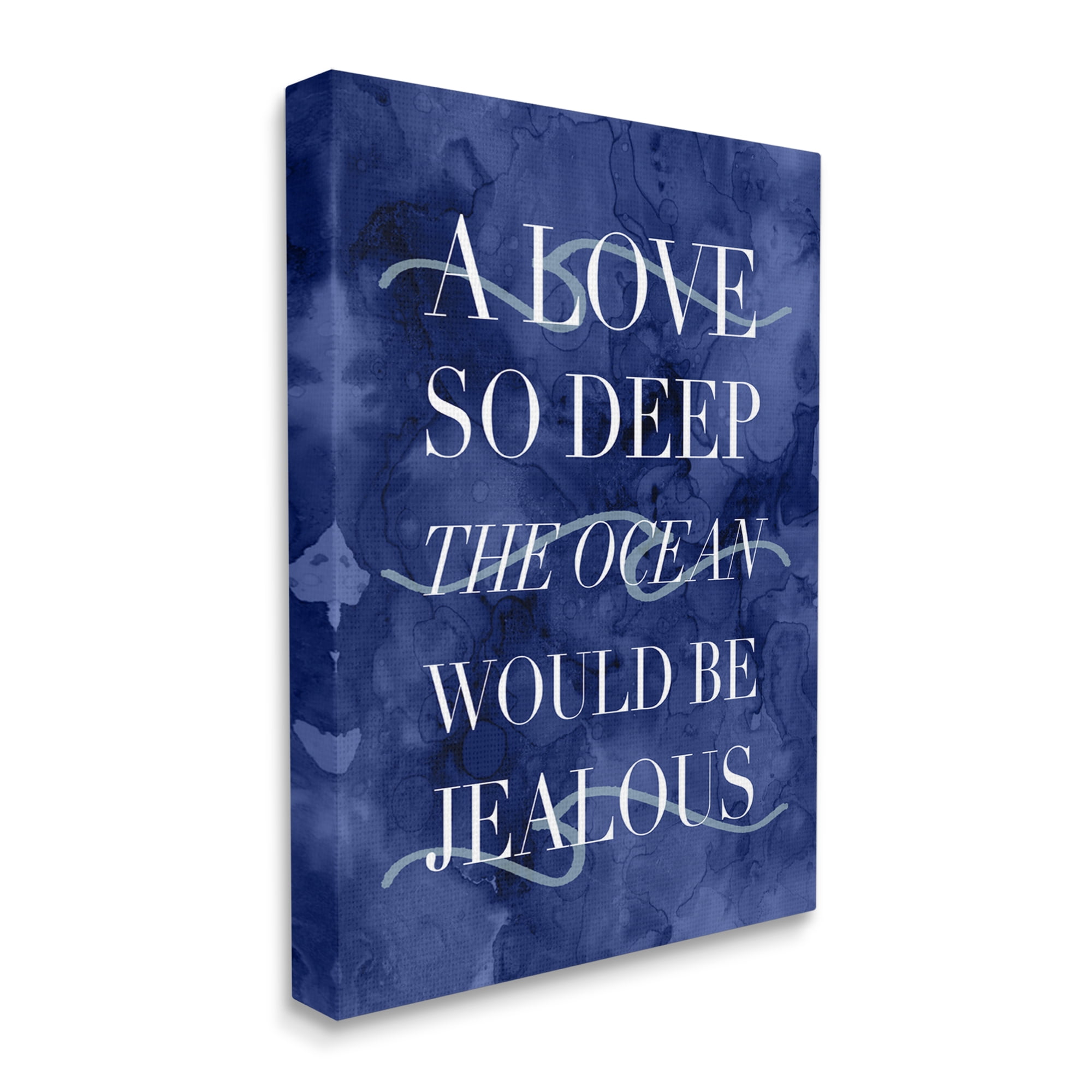 Stupell Industries Romanic Ocean Love Serif Text Watery Background Graphic Art Gallery Wrapped Canvas Print Wall Art, Design by Daphne Polselli