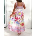 thumbnail image 5 of Women Boho Y2K Graffiti Cami Long Dress Colorful Spaghetti Strap Square Neck Flowy Maxi Dress Beach Vacation A-line Sundress, 5 of 7