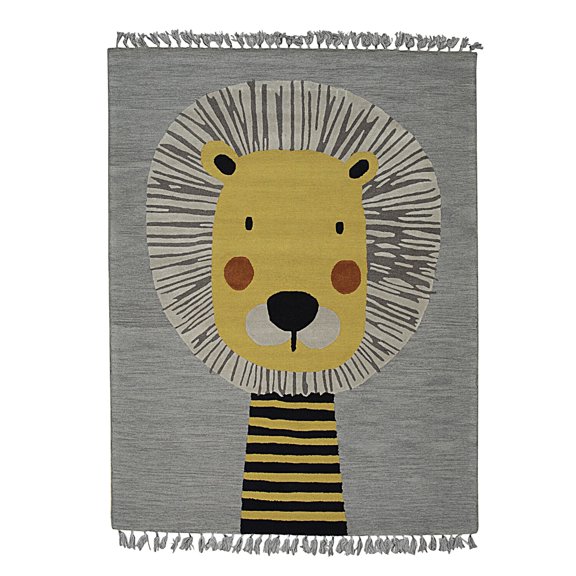 EORC Gray Hand-Tufted Wool Transitional Children Tufted Rug, 5' x 8'