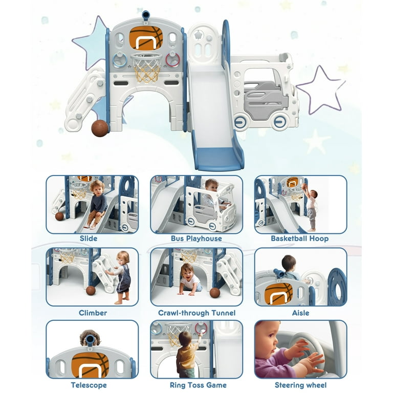 XJD 10-in-1 Toddler Slide & Climbing Toys, Outdoor Baby