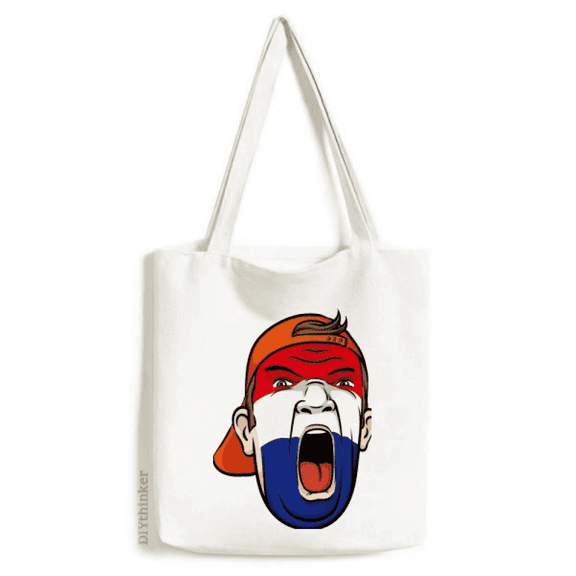 Netherlands Flag Makeup Head Screang Cap Tote Canvas Bag Shopping Satchel Casual Handbag