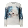 thumbnail image 4 of DHFJKG Women's Casual Christmas Pullover Cute Rabbit Snowflake Printed Long Sleeve Crew Neck Sweatshirt Fall Winter Cozy Tops, 4 of 7