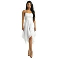 thumbnail image 3 of inhzoy Robe de Danse Lyrique pour Femmes en Chiffon Bretelles Spaghetti Asymétrique Robe de Bal Blanche m, 3 of 8