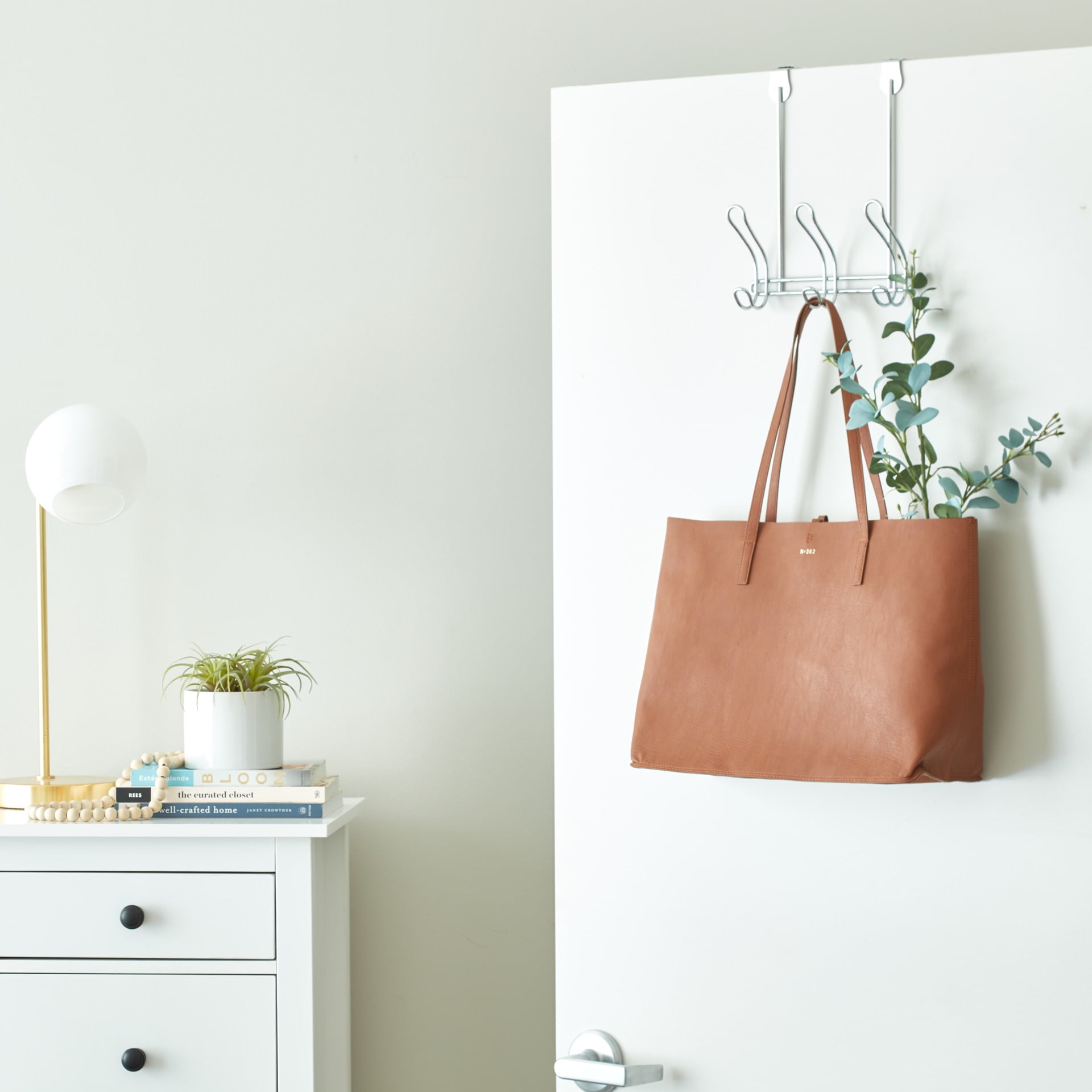 Mainstays OvertheDoor 3Hook Metal Rack, Silver Chrome Finish