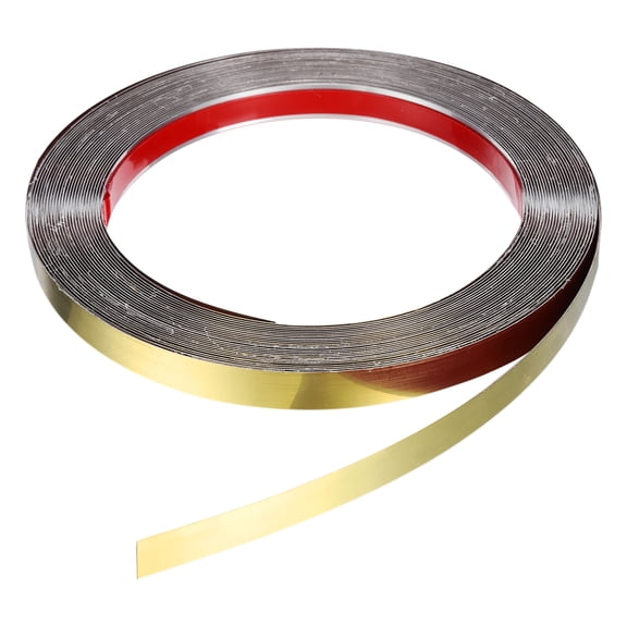 Uxcell 0.6" x 20ft Peel and Stick Metal Molding Wall Trim Strip Mirror Like Gold