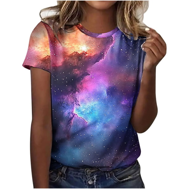 Camisetas Casuales de Mujer Día de San Valentín Impreso Cuello Tripulado Manga Corta, Top de Moda para la Fiesta Y Diario