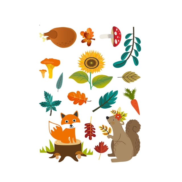 Less Than 5 Stickers Thanksgiving Autumn Maple Leaf Window Stickers Static Window Thanksgiving Party Scene Layout Stickers