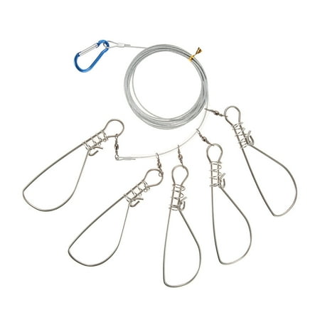 Stainless Duo Lock Snap 5 Snaps Stainless Steel Fish Stringer Rope Lanyard Fish Lock Fishing Accessories Tackle Tool ()