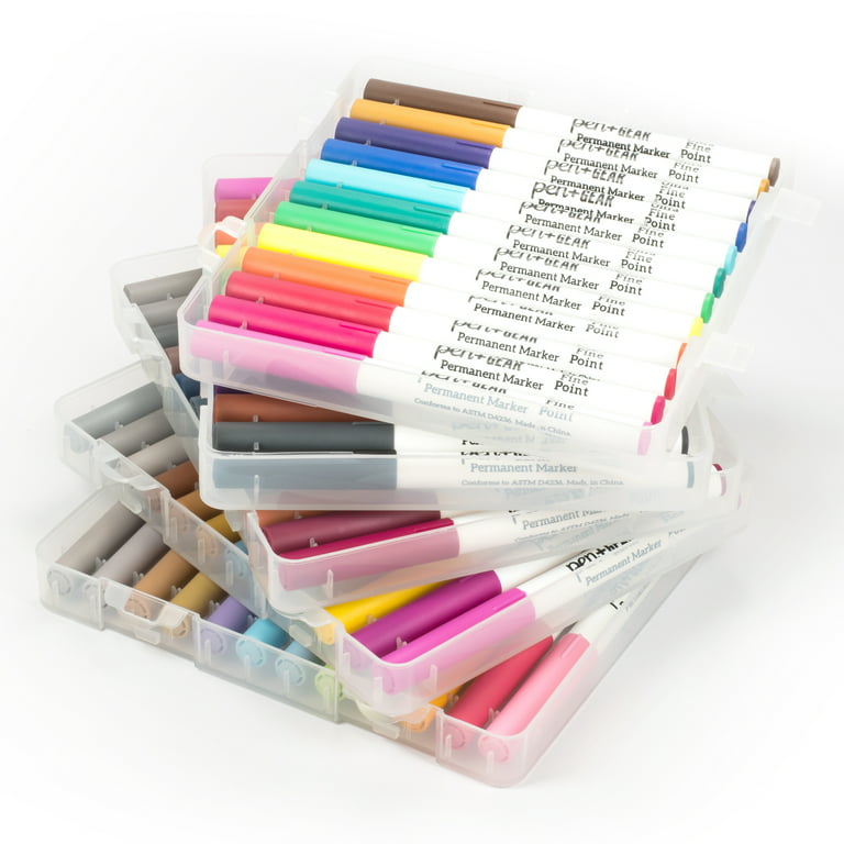 Pen + Gear Permanent Markers in Plastic Case, Ultra Fine Point, Assorted 60  Colors 