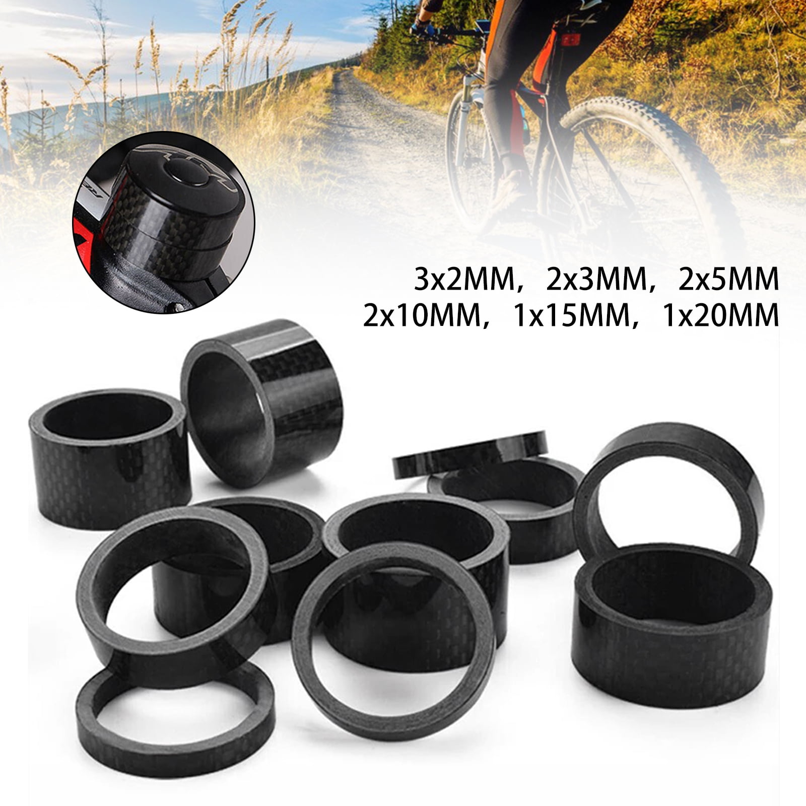 11PCS Mountain Bike Washers Full Carbon Stem Spacer 11/8" MTB Bicyle