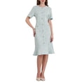thumbnail image 1 of INSPIRE CHIC Vestido de Sirena de Manga Corta para Mujeres 2025 Elegante Vestido de Trabajo de Cola de Pez de Tweed Cuerpo Ajustado M Cian, 1 of 5