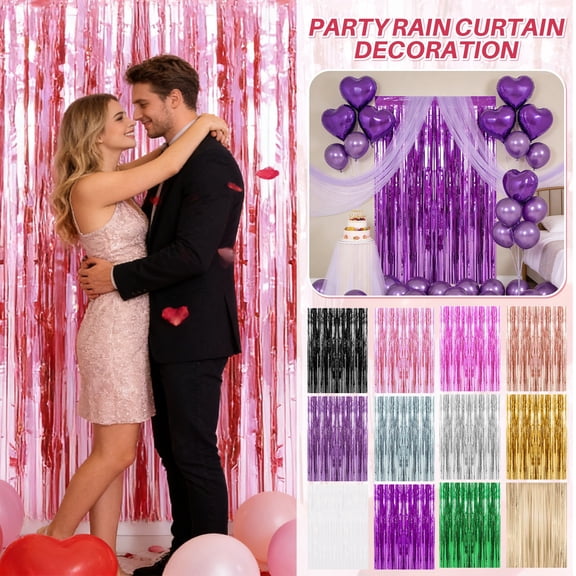 Gold Foil Shimmer Curtain with Mirror Reflective Metallic Strips for Photo Booth Backdrops and Party Decorations, Vibrant Hanging Wall Decoration for Birthday, Graduation,