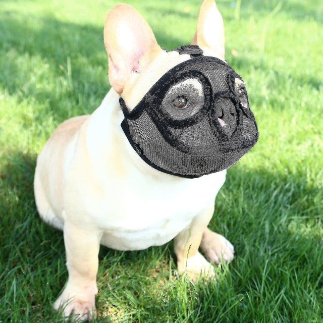 Dog Muzzle With Short Snout Adjustable Breathable Mesh Muzzle For English French Bulldogs Anti-bite Chewing