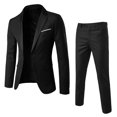 thumbnail image 5 of tasrioml 2Pcs/Set Men Slim Fit Suit Set Lapel Long Sleeve Single Button Suit Coat Mid-rise Long Pants Set Solid Color Business Outfit, 5 of 8