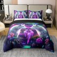 thumbnail image 1 of Erosebridal Housse de Couette Boho Loup 100 % Coton Taille Grand, Ensembles de Literie Florale Attrape-Rêves Taille Grand, Décor Animal Sauvage, Réversible (Sans Couette), 1 of 6