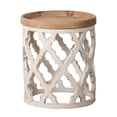 thumbnail image 2 of 23" Distressed White Side Table, Casual & Graceful Detail, Fir Wood, 19.7x19.7x23", 9.9lbs, Transitional Table For Bedroom, Stylish, French Country Style, 2 of 5