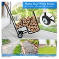 thumbnail image 6 of Firewood Rack with Wheels, Wood Fireplace Wood Holder with Pneumatic Rubber Tiers, Heavy Duty Steel Dolly Hauler, Outdoor & Indoor Firewood for Fireplace, , Black, 6 of 8