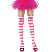 Cheshire Cat Opaque Pink and White Striped Spandex Tights