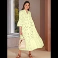 thumbnail image 4 of Vestido Bohemio con Cuello en V, Mangas Acampanadas y Bordado de Encaje para Mujer (2025) Amarillo XL, 4 of 9