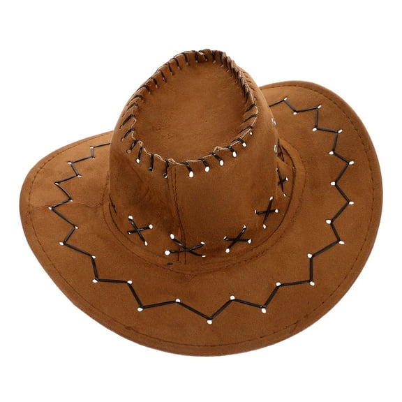 HONMEET Orange Wide Brim Denim Cowboy Hat 1Pcs for Kids Western Style Party